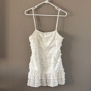 White Ruffle Tiered Mini Babydoll Dress